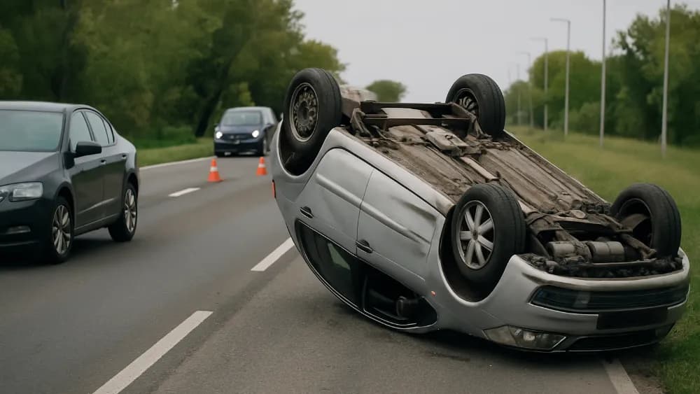Felborult egy autó a 47-es főúton, lezárták a Debrecen és Mikepércs közötti szakaszt