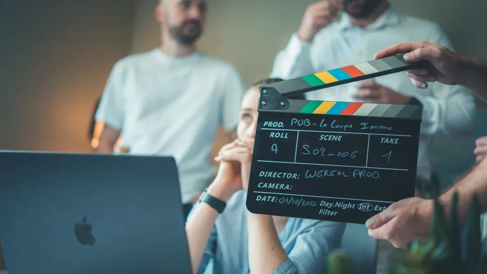 Filmforgatás csapóval, kamerával és laptoppal