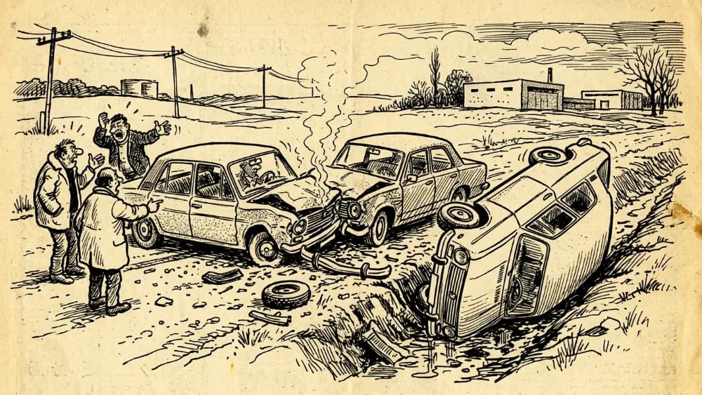 Három autó ütközött a 47-esen Derecskénél, az egyik az árokba borult