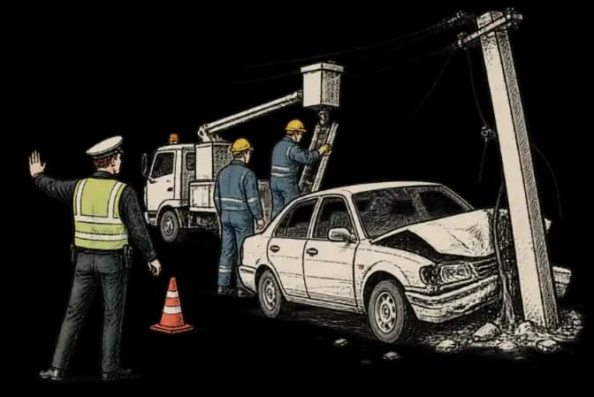 Villanyoszlopnak csapódott autó Hajdúszoboszlón – illusztráció