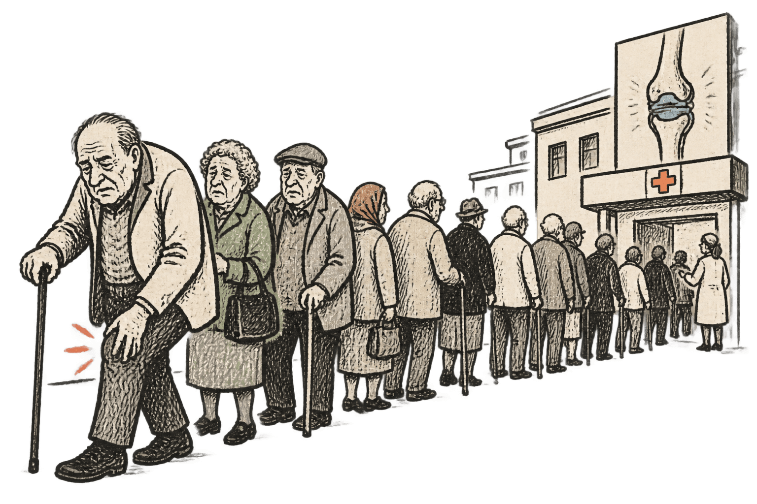 Hosszú sor a térdprotézisre